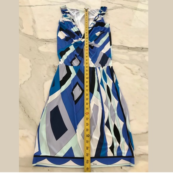 EMILIO PUCCI BLUE MULTI VISCOSE DRESS MODEL 12RL90 SIZE IT 42 / US 8 - Picture 11 of 16